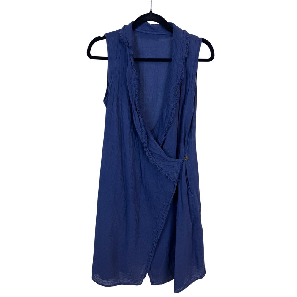 Navy Lightweight Gauze Wrap Dress Large